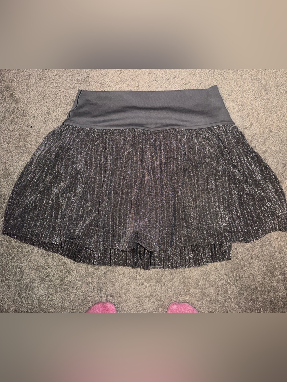 Aerie dark grey Sparkle Pleated Skirt with Wide Waistband